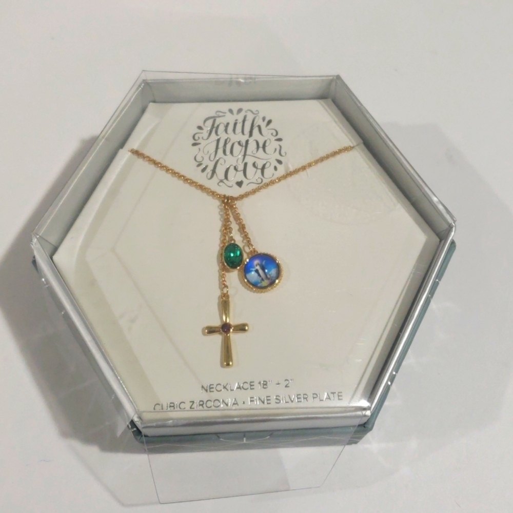 Elegant Gold tone w/ Drop Cross Charms Colorful Stones - Women's Fashion Jewelry